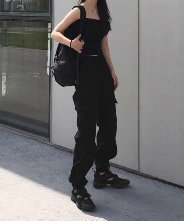 Damskie spodnie cargo z wysokim stanem