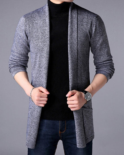 Męski sweter typu kardigan z kieszeniami