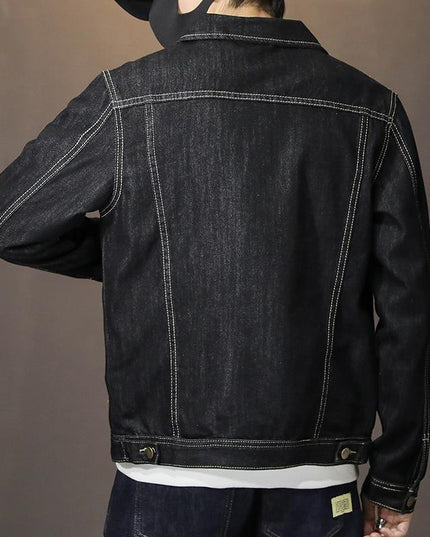 Męska kurtka jeansowa z kontrastowymi przeszyciami
