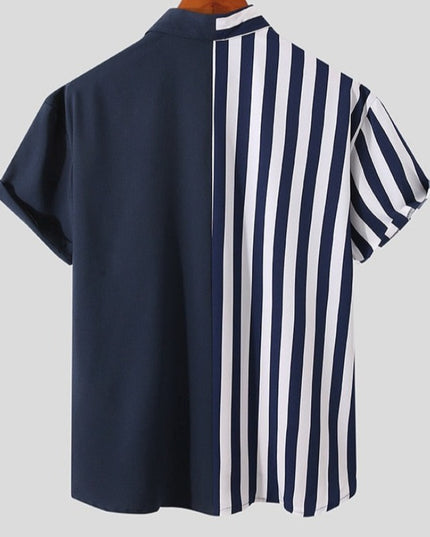 Męska koszula letnia dwukolorowa w paski