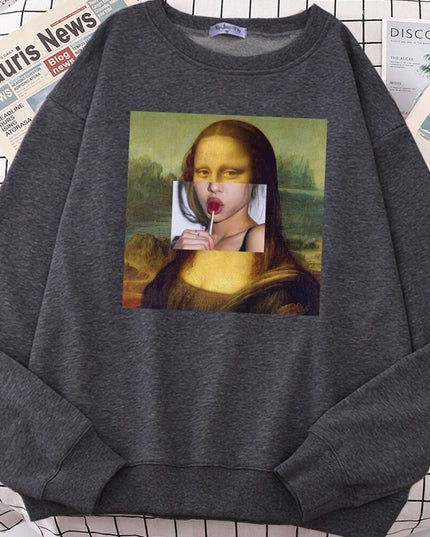 Męska bluza bez kaptura z nadrukiem Mona Lisy