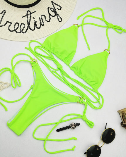 Damski dwuczęściowy strój kąpielowy bikini z wiązaniem w talii