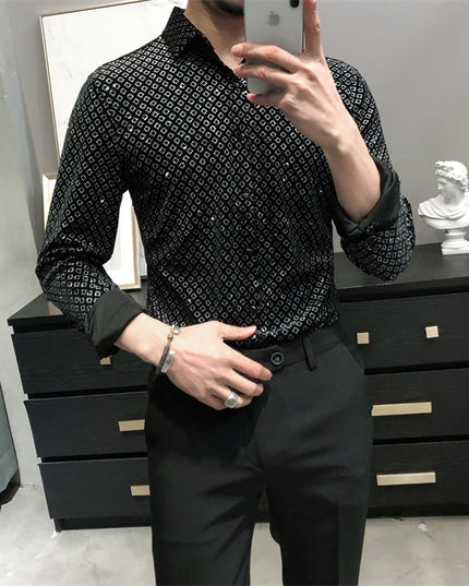 Męska koszula wzorzysta o prostym kroju