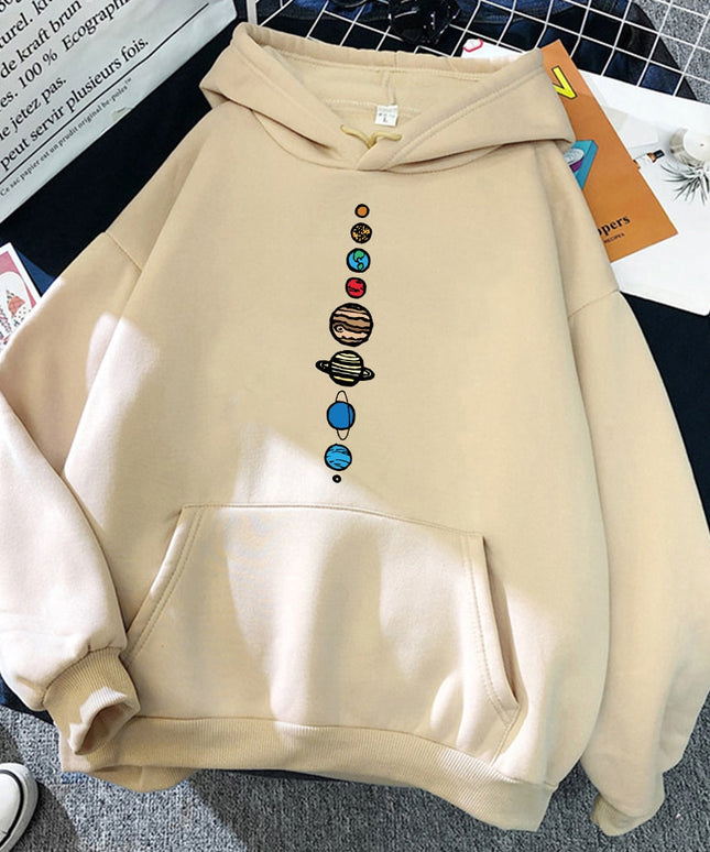 Męska bluza z kapturem z nadrukiem układu słonecznego