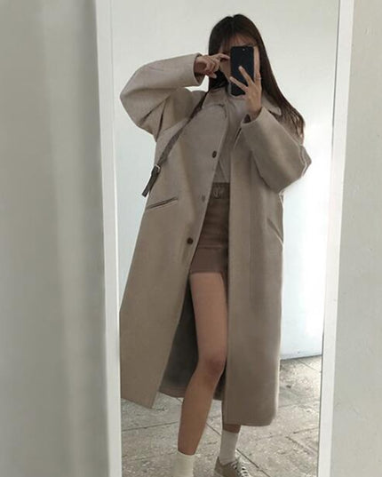 Damski płaszcz zimowy długi czterorzędowy