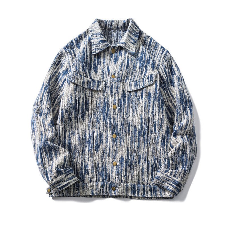 Męska kurtka jeansowa oversize w abstrakcyjny print