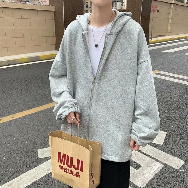 Męska bluza oversize z kapturem zapinana na suwak