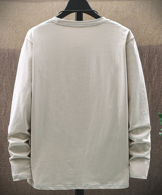 Męska koszulka z długim rękawem o luźnym kroju z nadrukiem