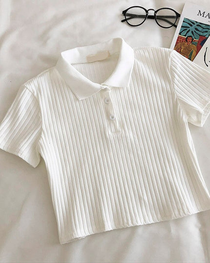 Damski T-shirt z kołnierzykiem