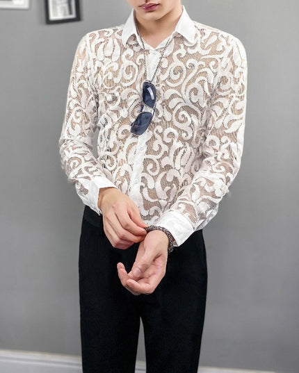 Męska koszula transparentna we wzory