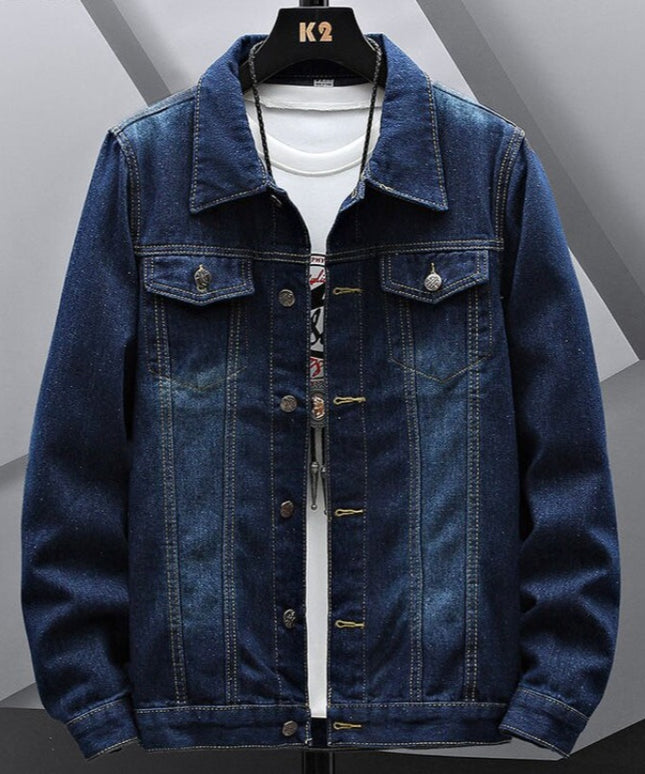 Męska kurtka jeansowa klasyczna z przeszyciami