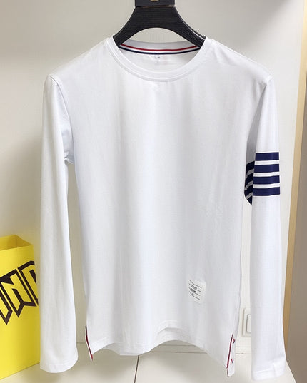 Męska koszulka z długim rękawem o prostym kroju z okrągłym dekoltem