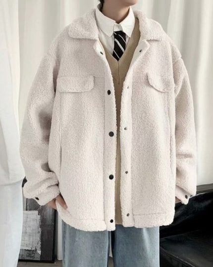 Męski płaszcz futrzany o kroju koszuli