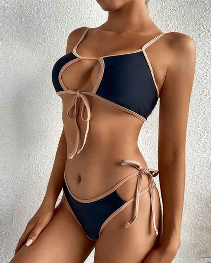 Damski strój kąpielowy dwuczęściowy bikini z ozdobnymi wycięciami