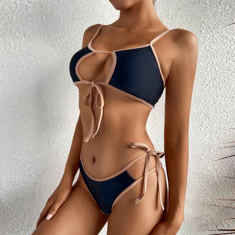Damski strój kąpielowy dwuczęściowy bikini z ozdobnymi wycięciami