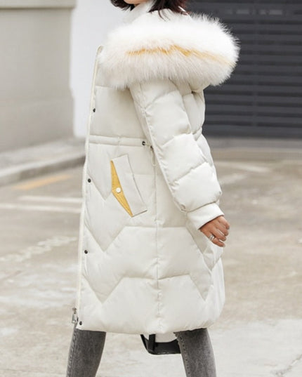 Damski kurtka zimowa taliowana z futerkiem