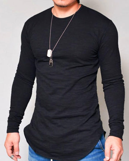 Męska koszulka z długim rękawem melanżowa o prostym kroju