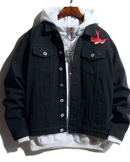 Męska kurtka jeansowa oversize z haftem