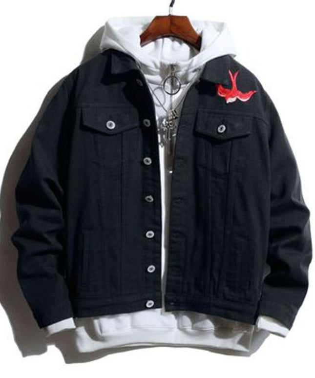 Męska kurtka jeansowa oversize z haftem