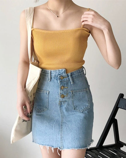 Damski prosty top na podwójnych ramiączkach w prążki