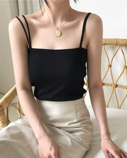 Damski prosty top na podwójnych ramiączkach w prążki