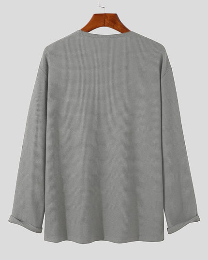 Męska koszulka z długim rękawem teksturowana o luźnym kroju