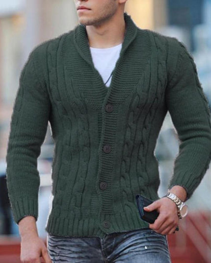 Męski sweter typu kardigan w jodełke