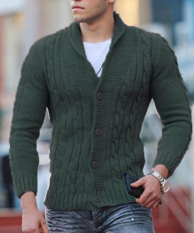 Męski sweter typu kardigan w jodełke