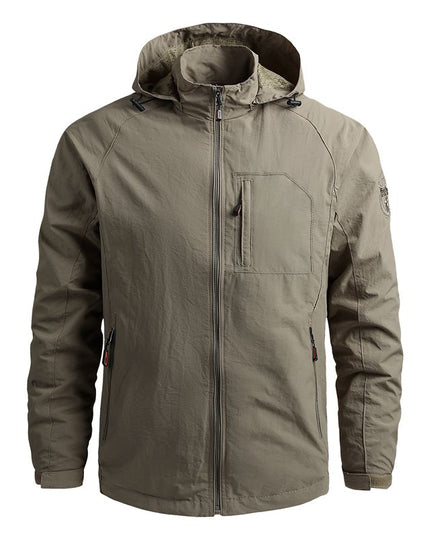 Męska kurtka przejściowa przeciwdeszczowa z kapturem