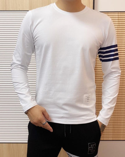 Męska koszulka z długim rękawem o prostym kroju z okrągłym dekoltem