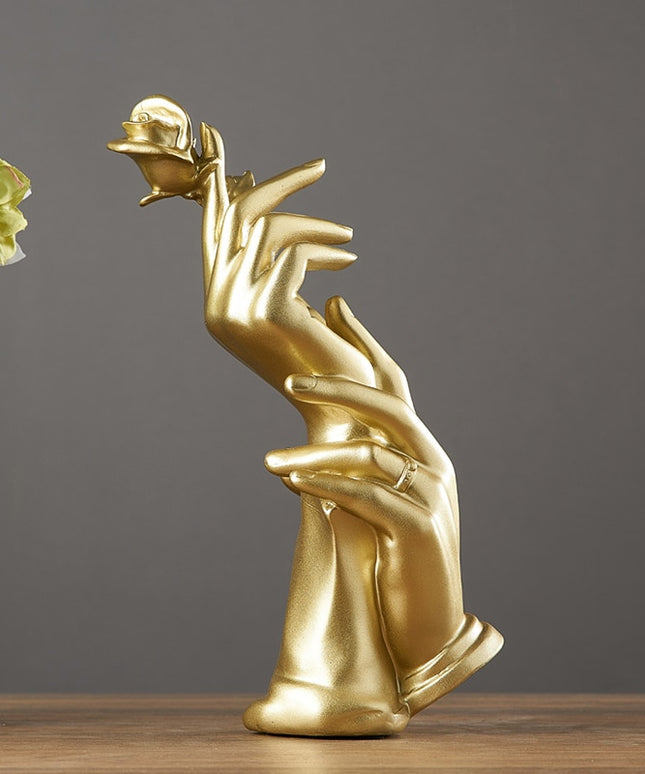 Figurka dekoracyjna dłoń złoto