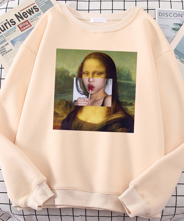 Męska bluza bez kaptura z nadrukiem Mona Lisy