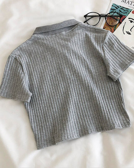 Damski T-shirt z kołnierzykiem