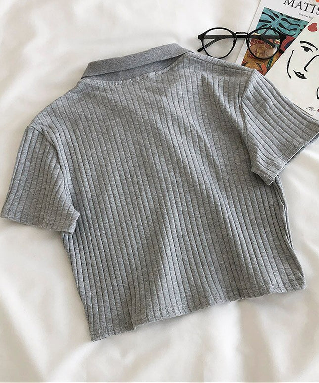 Damski T-shirt z kołnierzykiem