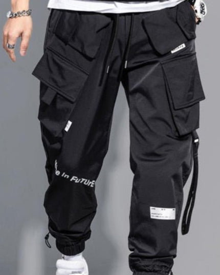 Męskie spodnie bojówki z połyskującej tkaniny