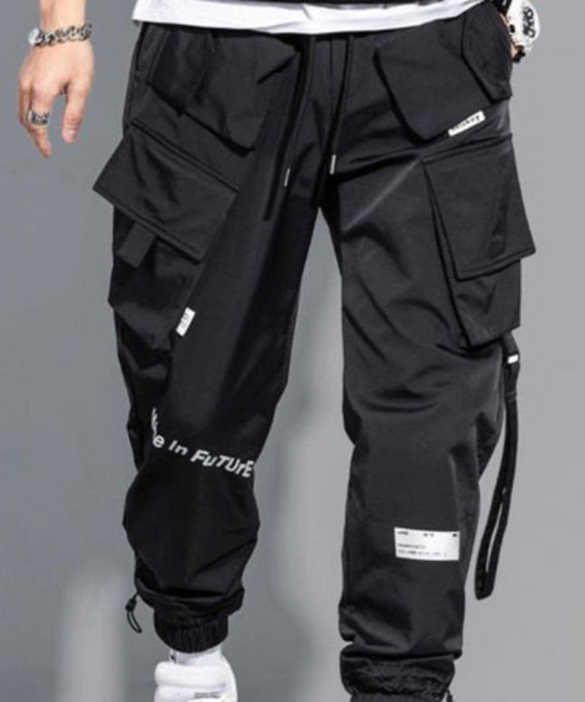 Męskie spodnie bojówki z połyskującej tkaniny