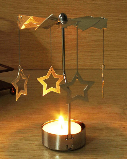 Świecznik świąteczny z wiatraczkiem i gwiazdkami