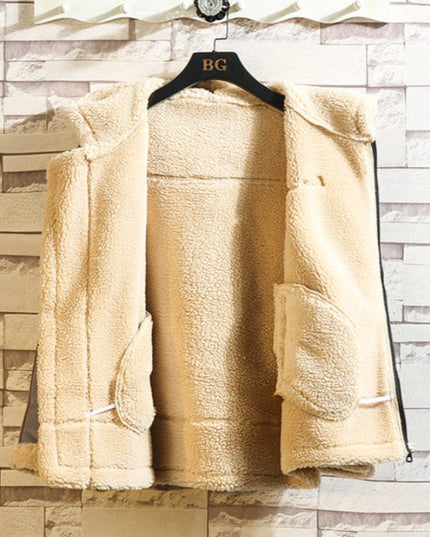 Męska kurtka zimowa z kapturem ocieplana kożuszkiem