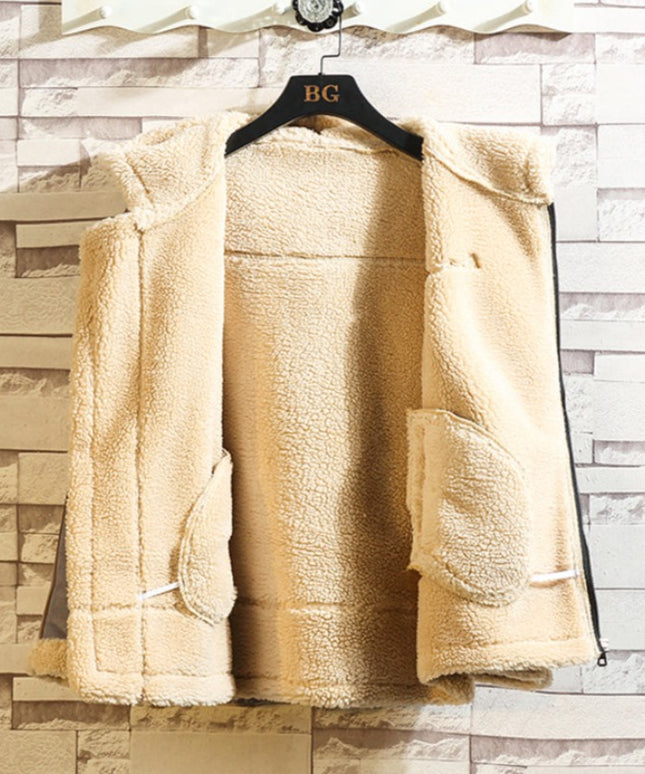 Męska kurtka zimowa z kapturem ocieplana kożuszkiem