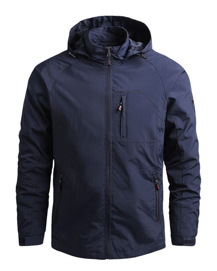 Męska kurtka przejściowa przeciwdeszczowa z kapturem