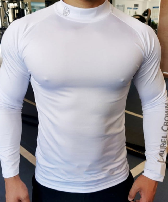 Męska koszulka z długim rękawem sportowa dopasowana z półgolfem