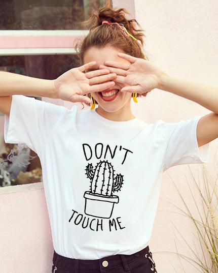 Damski T-shirt z nadrukiem ze wzorem kaktusa