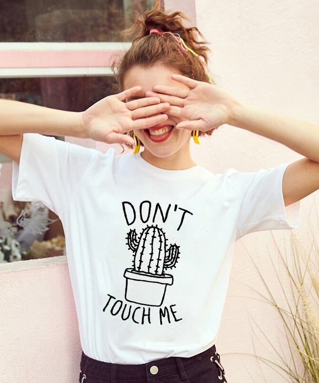Damski T-shirt z nadrukiem ze wzorem kaktusa