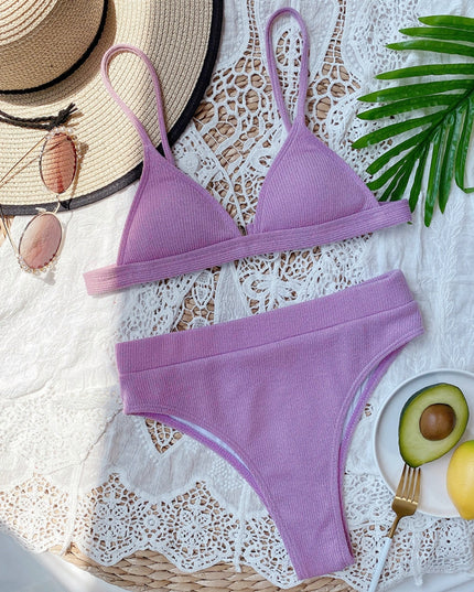 Damski dwuczęściowy strój kąpielowy bikini z wysokim stanem