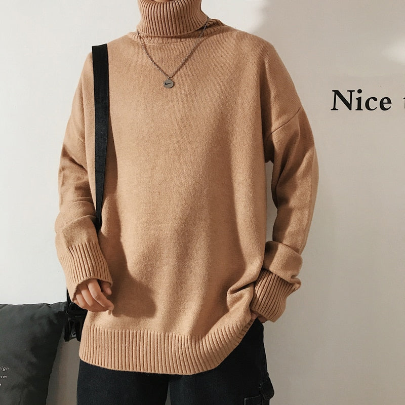 Męski sweter typu golf o luźnym fasonie