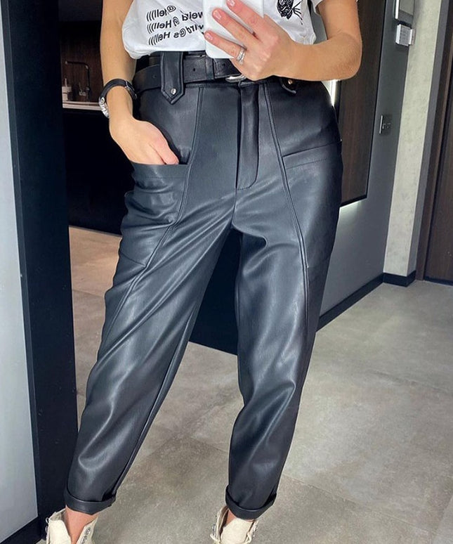 Damskie spodnie skórzane