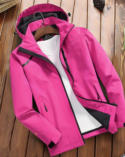 Damska kurtka przejściowa przeciwdeszczowa z kapturem o prostym kroju