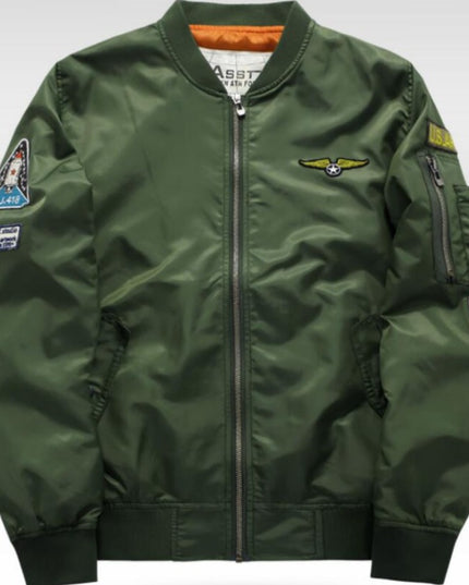 Męska kurtka przejściowa bomberka oversize z naszywkami