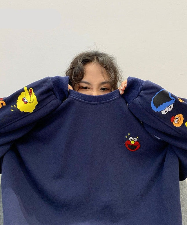 Damska bluza crewneck z nadrukami z ulicy sezamkowej