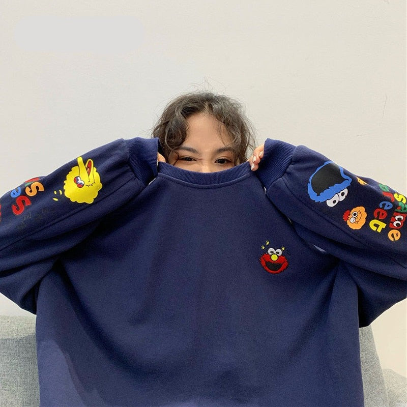 Damska bluza crewneck z nadrukami z ulicy sezamkowej